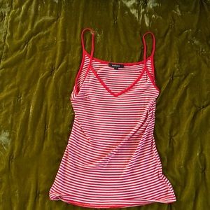 ambiance v neck red and white striped tank